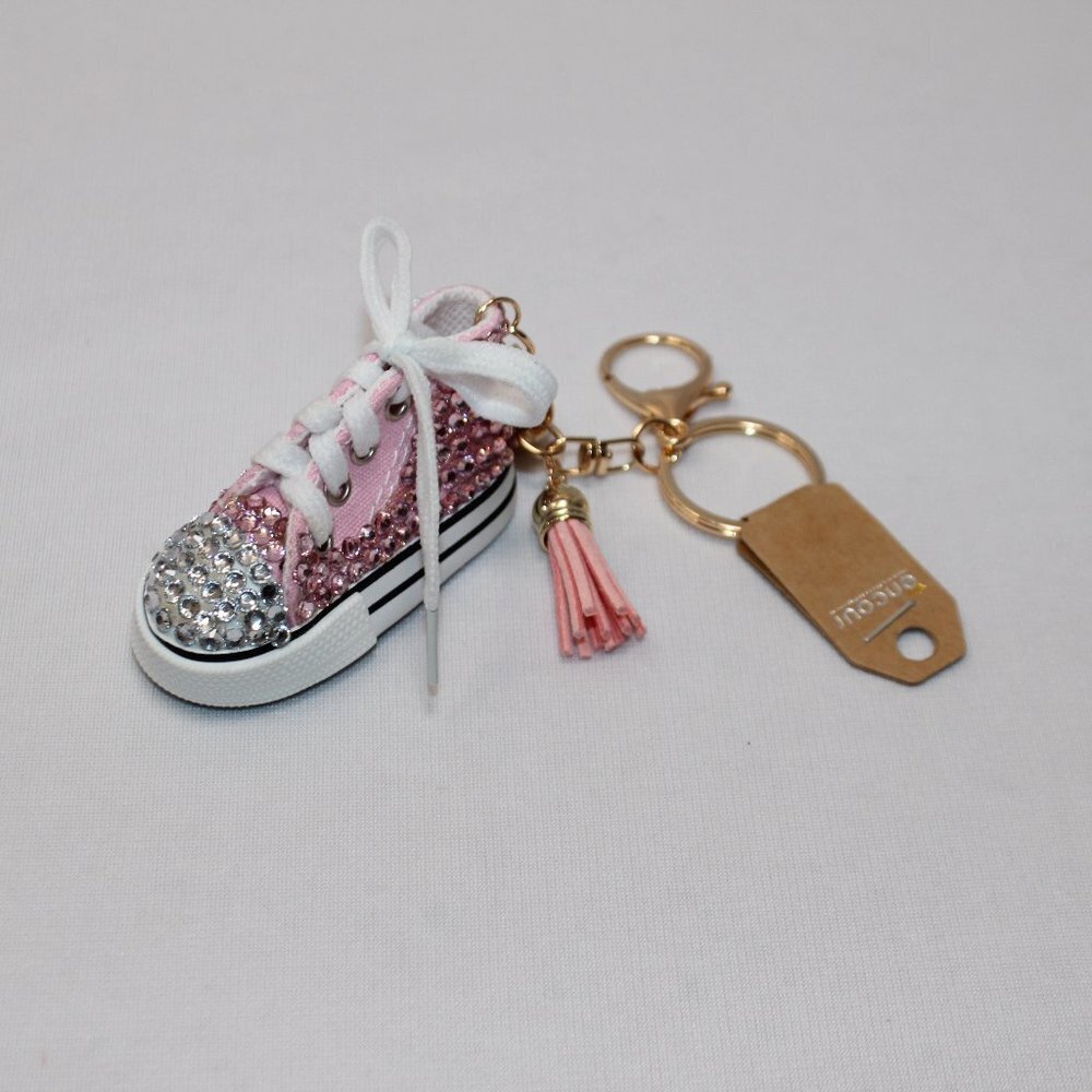 NWT Pink Sneaker Key Ring with Bling